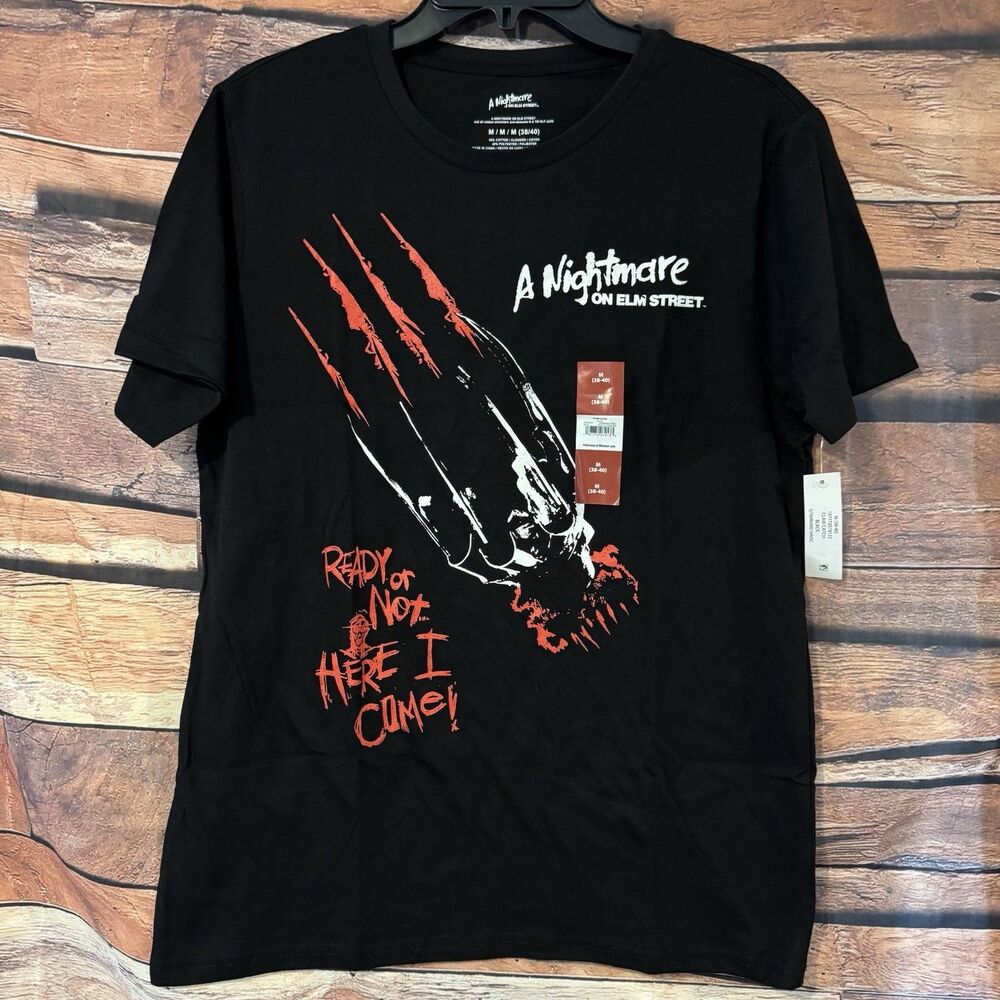Nightmare On Elm Street Freddy Krueger Shirt Mens Medium Ready Or Not NWT Black